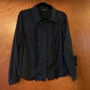 Zara button down with ruffles